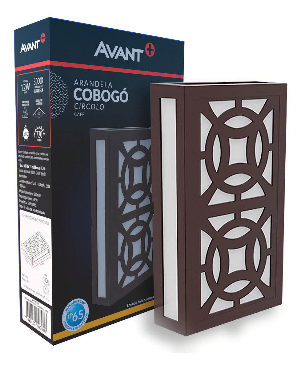 Arandela Led Cobogó Circolo 12W 300k Branco Quente Bivolt IP65 Café Avant
