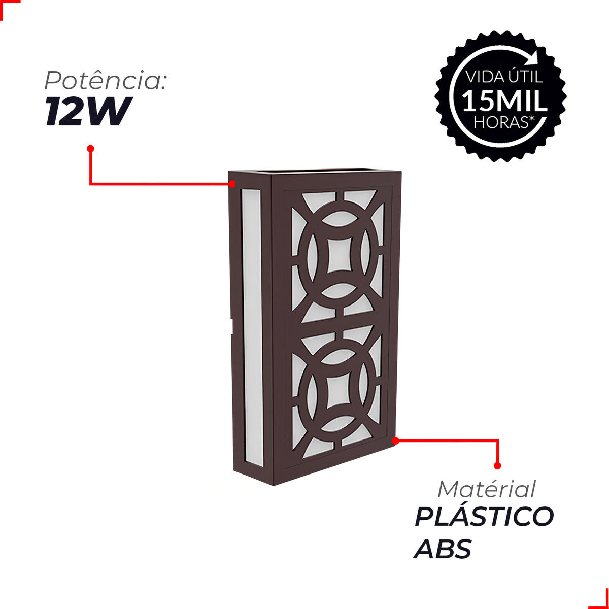 Arandela Led Cobogó Circolo 12W 300k Branco Quente Bivolt IP65 Café Avant