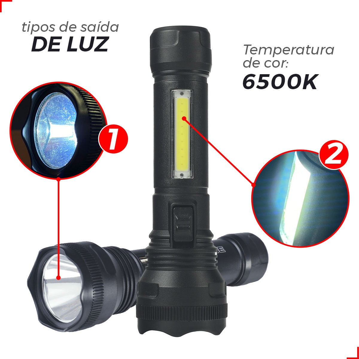 Lanterna Led Adventure Recarregável 3w 6500k Branco Frio IP20 Bivolt Preto Avant Use