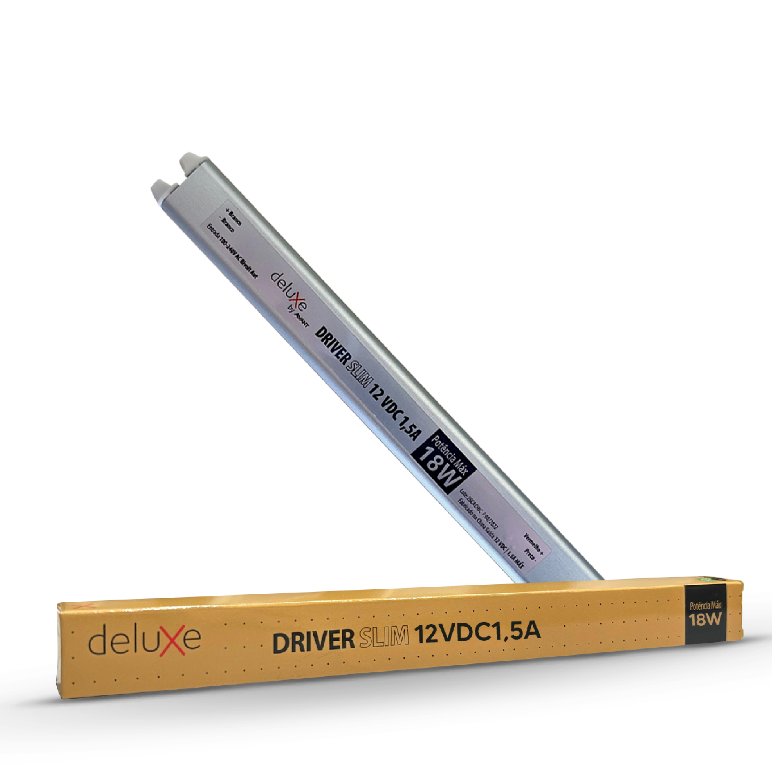 Fonte Driver Slim Fita Led 18w 12v 1,5A IP20 Bivolt Preto Avant