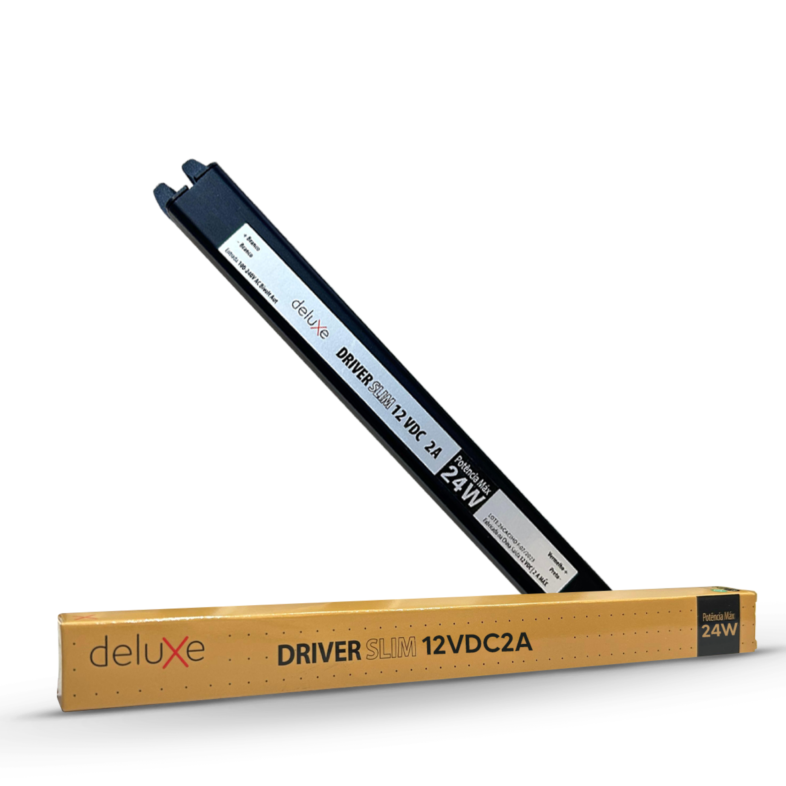 Fonte Driver Slim Fita Led 24w 12v 2A IP20 Bivolt Preto Avant