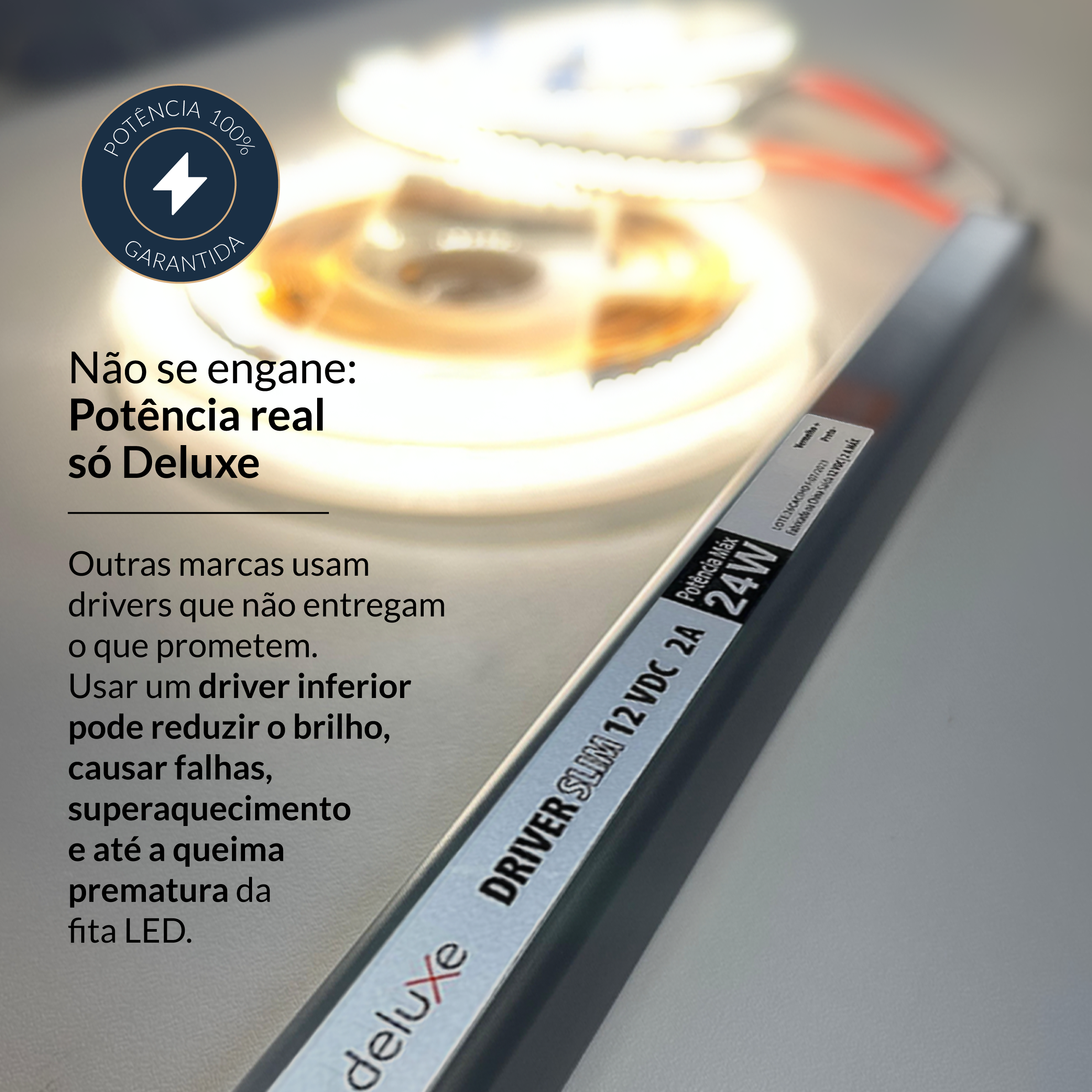Fonte Driver Slim Fita Led 24w 12v 2A IP20 Bivolt Preto Avant