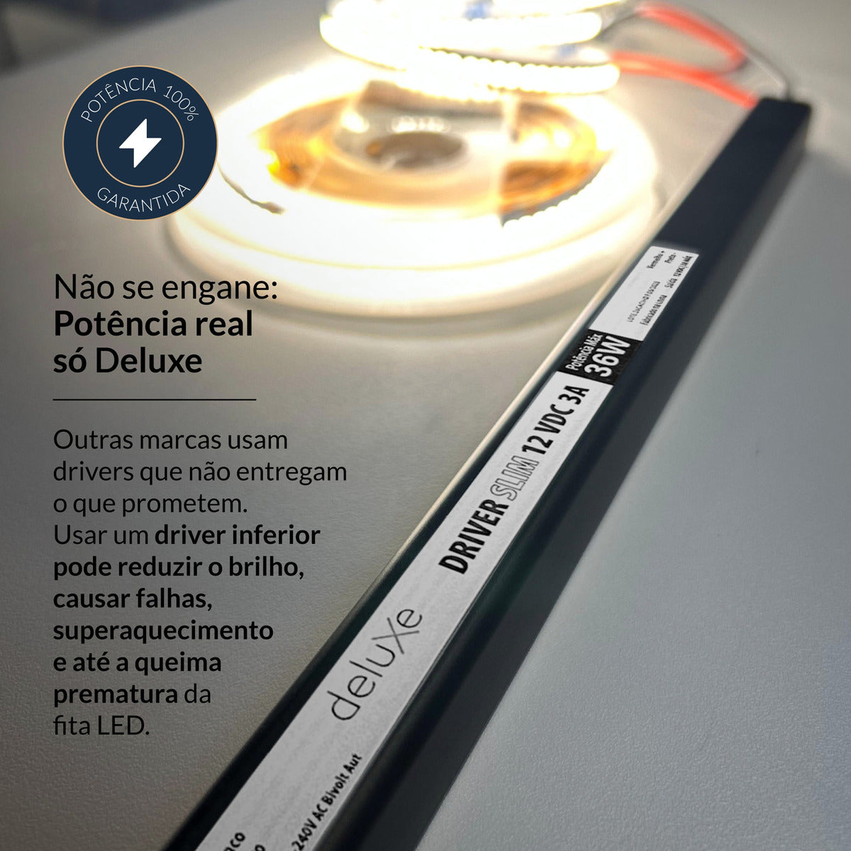 Fonte Driver Slim Fita Led 36w 12v 3A IP20 Bivolt Preto Avant