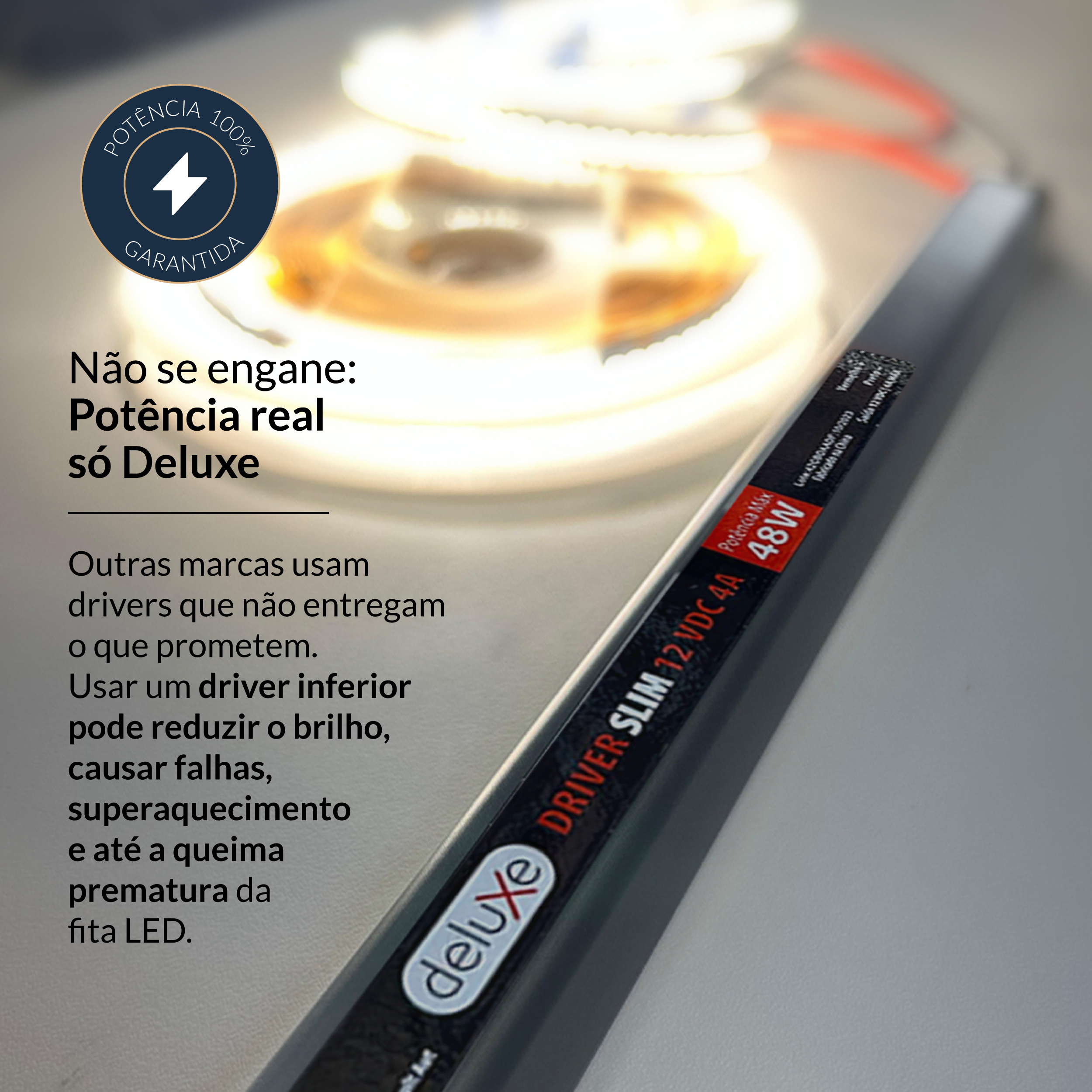 Fonte Driver Slim Fita Led 48w 12v 4A IP20 Bivolt Preto Avant