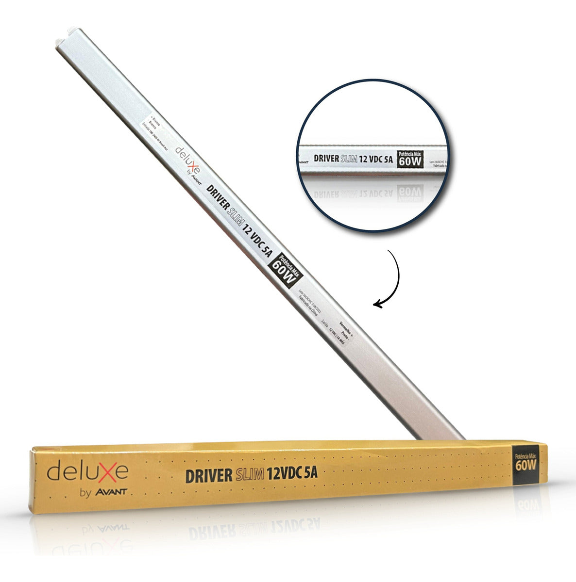 Fonte Driver Slim Fita Led 60w 12v 5A IP20 Bivolt Preto Avant