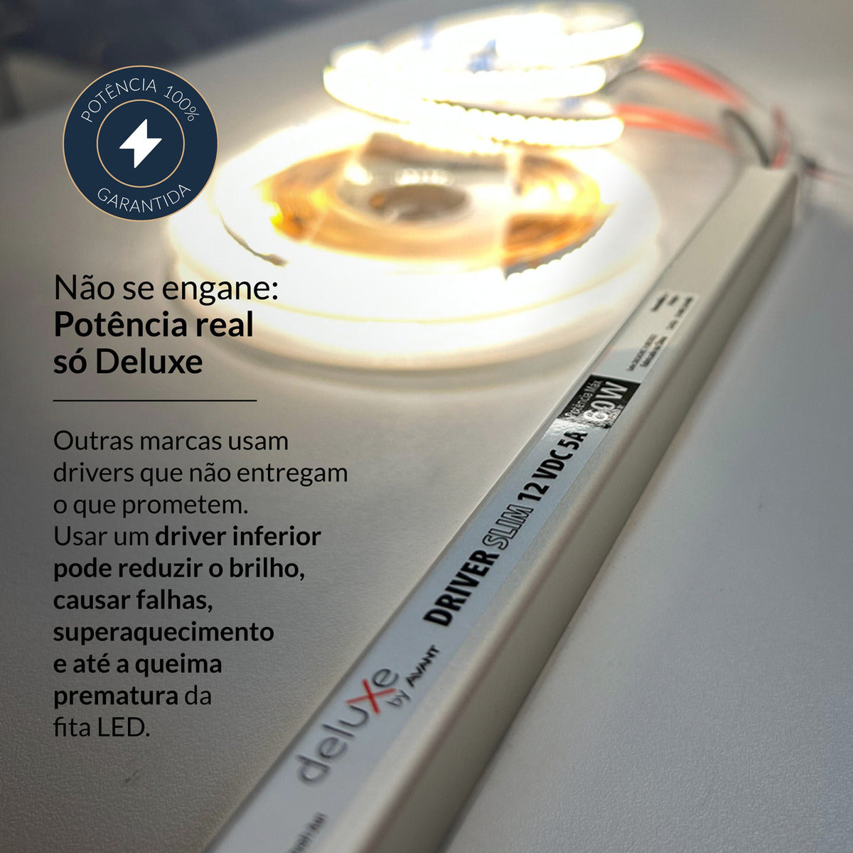 Fonte Driver Slim Fita Led 60w 12v 5A IP20 Bivolt Preto Avant