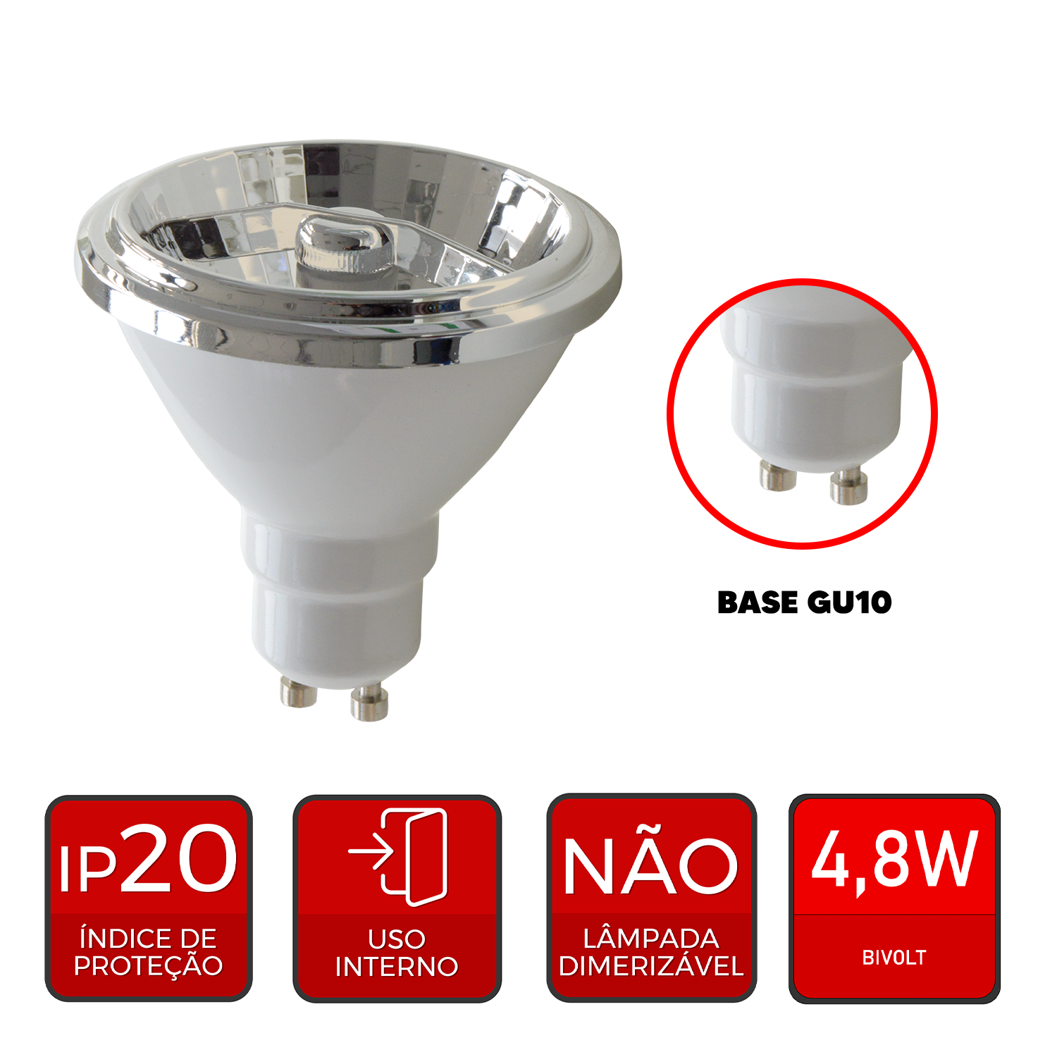 Lâmpada Led Ar70 4.8w 4000k Branco Neutro GU10 IP20 Bivolt Branco Avant