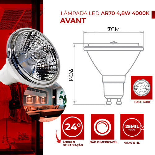 Lâmpada Led Ar70 4.8w 4000k Branco Neutro Gu10 IP20 Bivolt Branco Avant