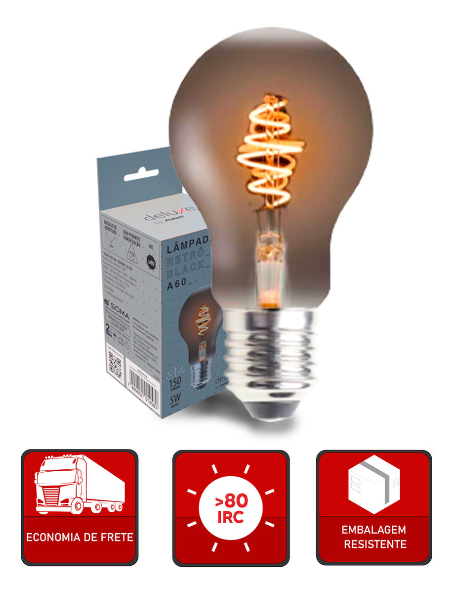 Lampada Led Retro A60 5w 2200k Branco Quente E27 Bivolt Deluxe