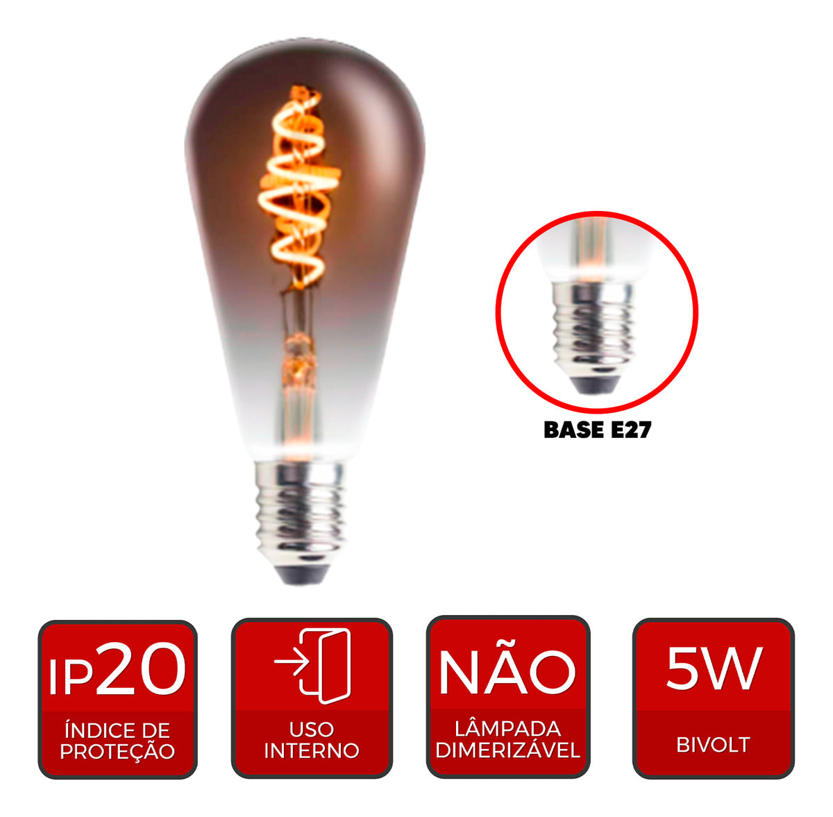 Lâmpada Led Filamento St64 Retrô Âmbar Branco Quente Cor Da Luz Amarela 2200k 127/220v