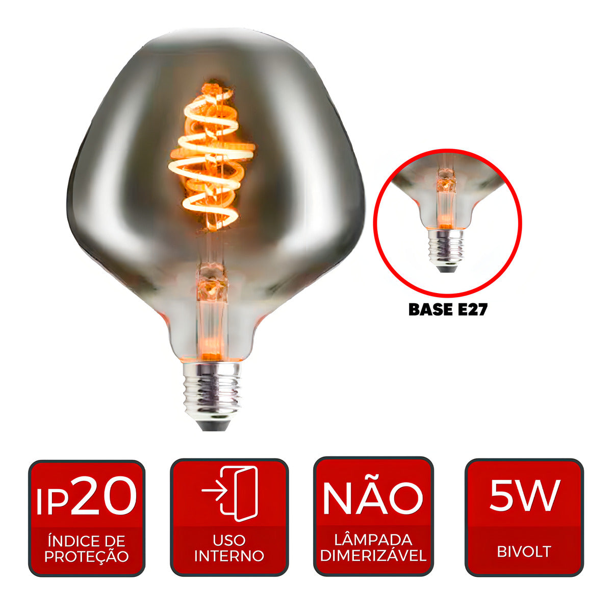 Lâmpada Led M132 Bulbo E27 Retrô Âmbar Branco Quente Cor Da Luz Branco-quente 110v/220v