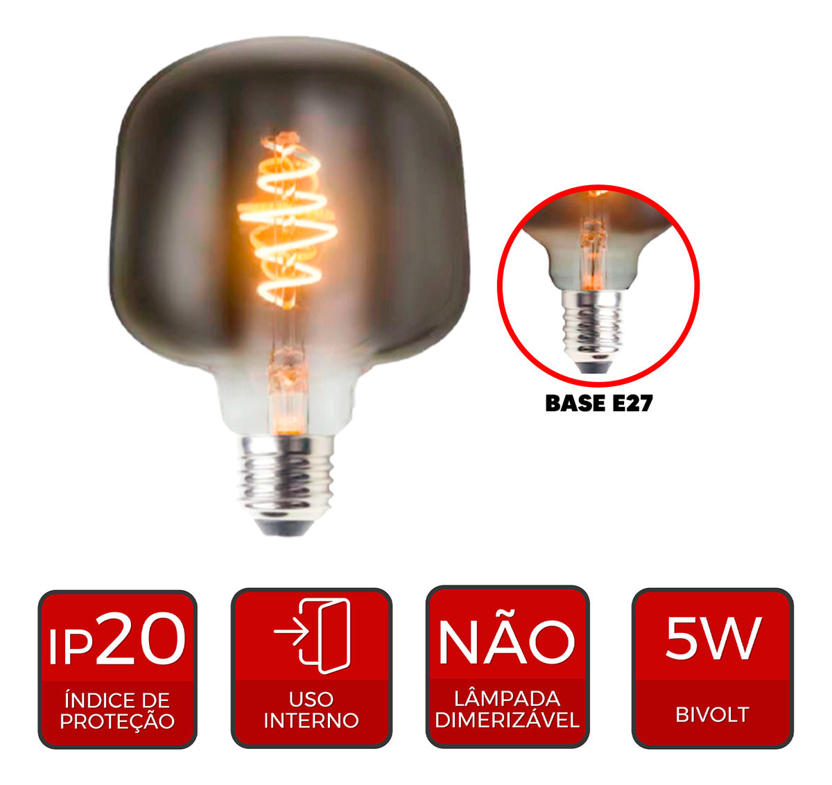 Lampada Led Retro T125 5w 2200k 110v/220v Deluxe
