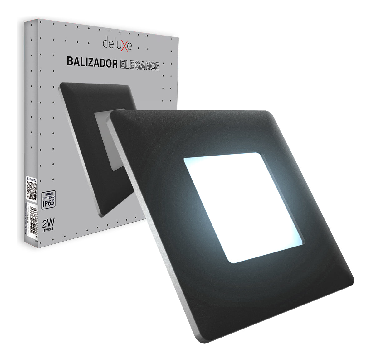 Balizador Elegance 4x4 2W 6500k Branco Quente Bivolt IP65 Preto Avant
