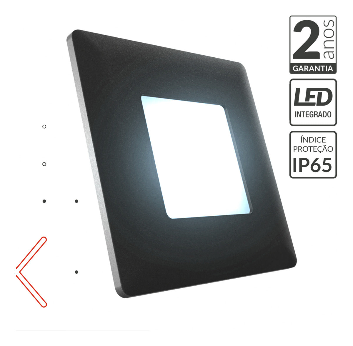 Balizador Elegance 4x4 2W 6500k Branco Quente Bivolt IP65 Preto Avant