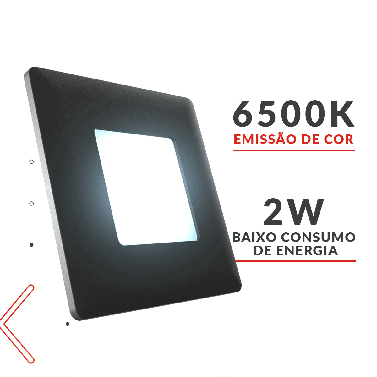 Balizador Elegance 4x4 2W 6500k Branco Quente Bivolt IP65 Preto Avant