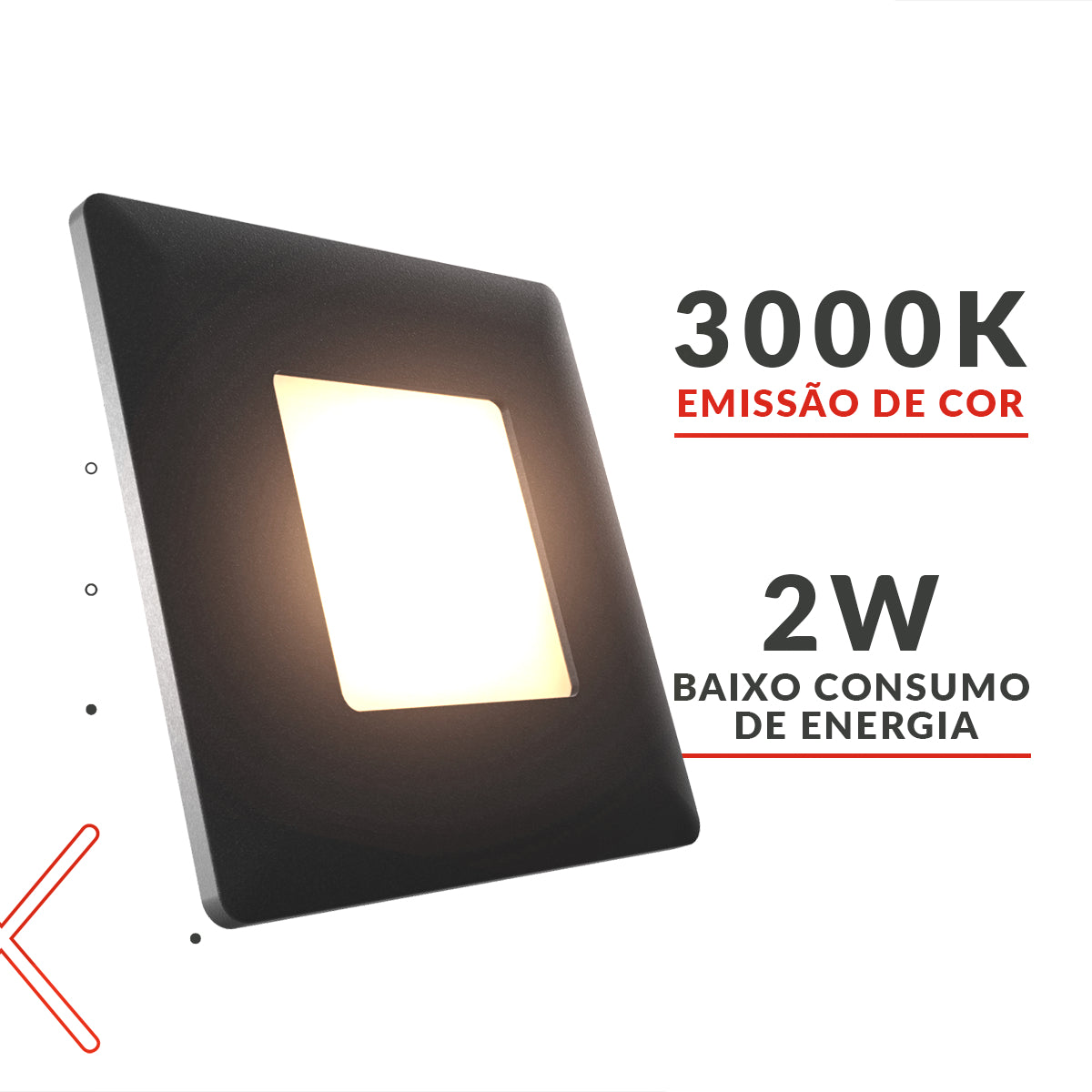 Balizador Elegance 4x4 2W 3000k Branco Quente Bivolt IP65 Preto Avant