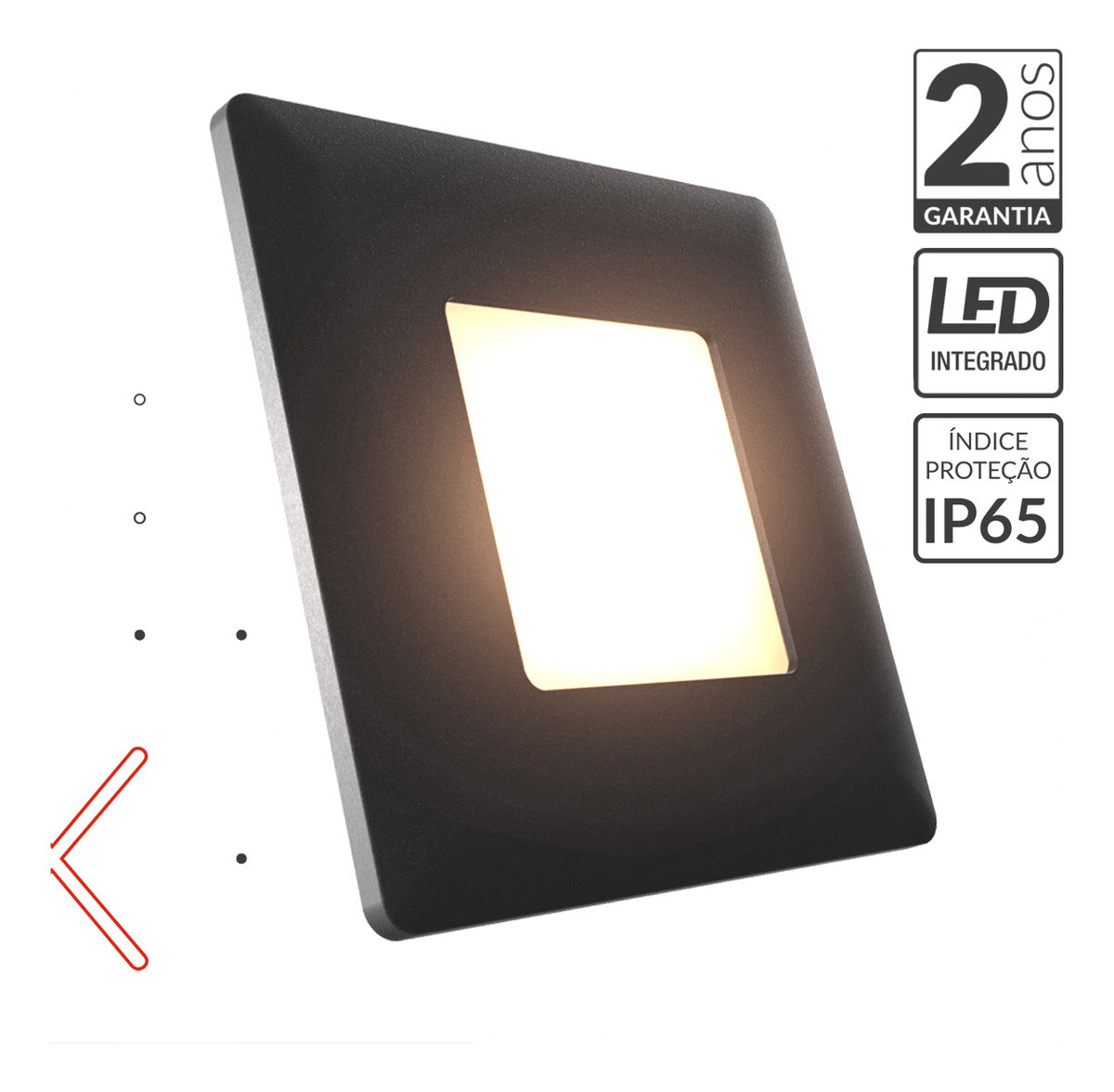 Balizador Elegance 4x4 2W 3000k Branco Quente Bivolt IP65 Preto Avant
