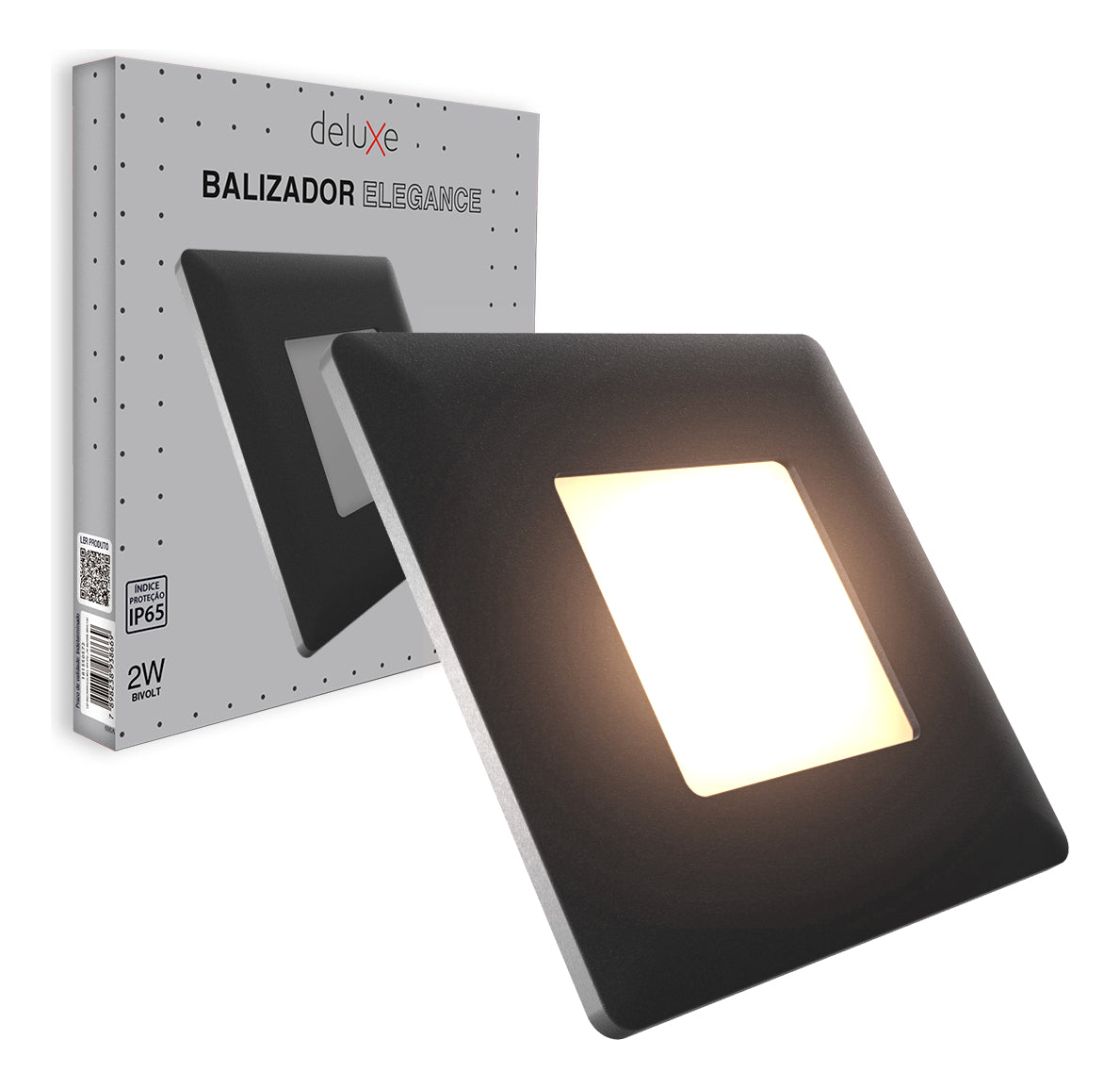 Balizador Elegance 4x4 2W 3000k Branco Quente Bivolt IP65 Preto Avant