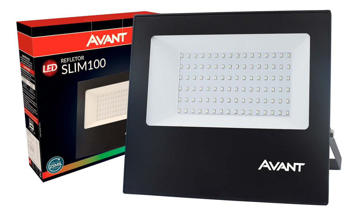 Refletor Slim 100W RGB Colorido Bivolt IP66 Preto Avant