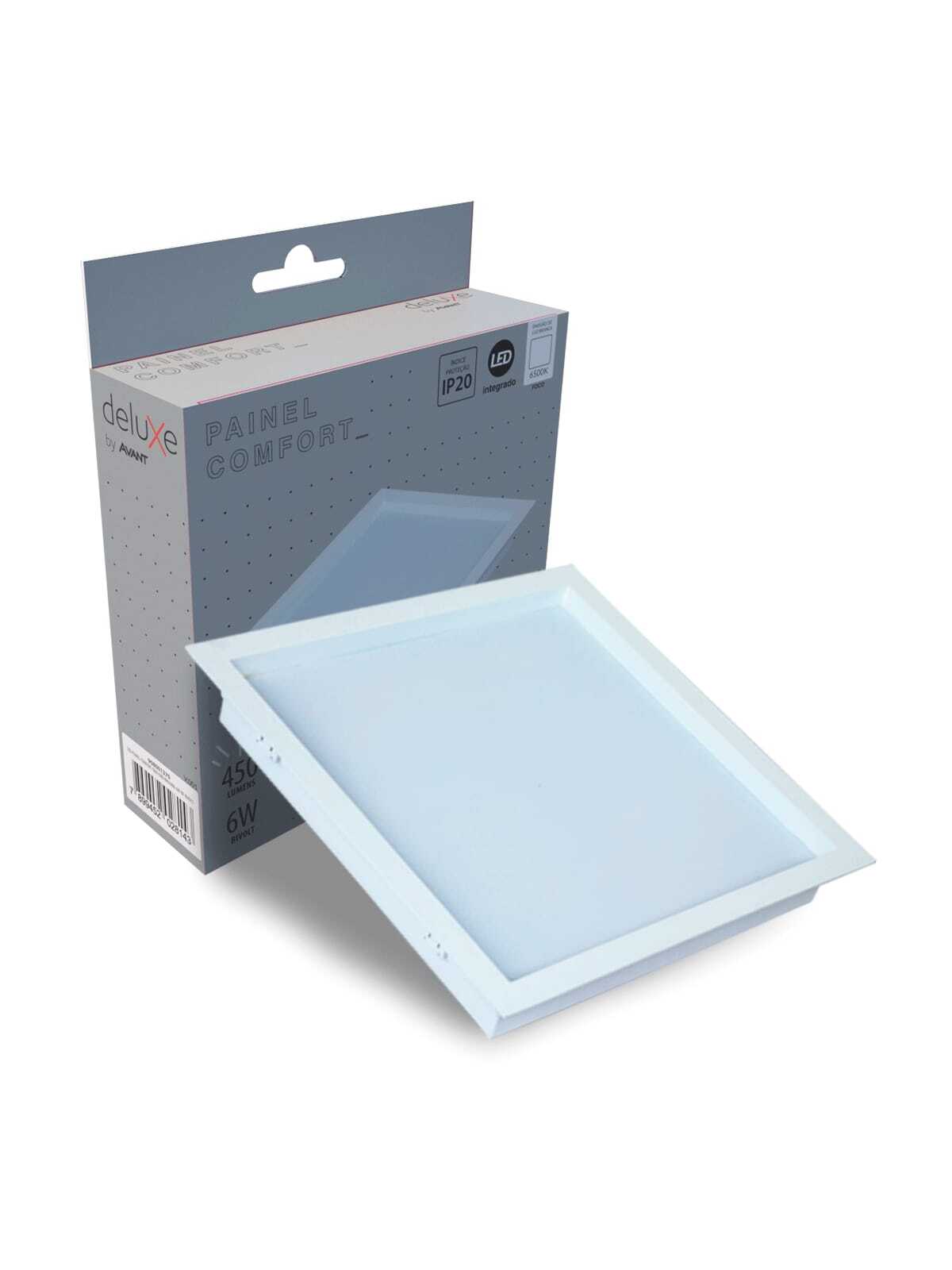 Painel Led Comfort Recuado 6w 6500k Branco Frio IP20 Bivolt Branco Avant