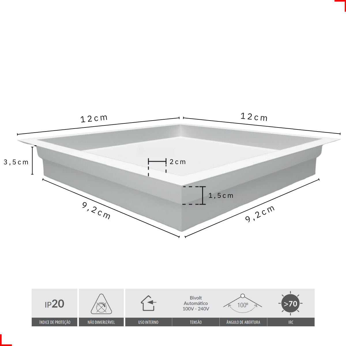Painel Led Comfort Recuado 6w 4000k Branco Neutro IP20 Bivolt Branco Avant