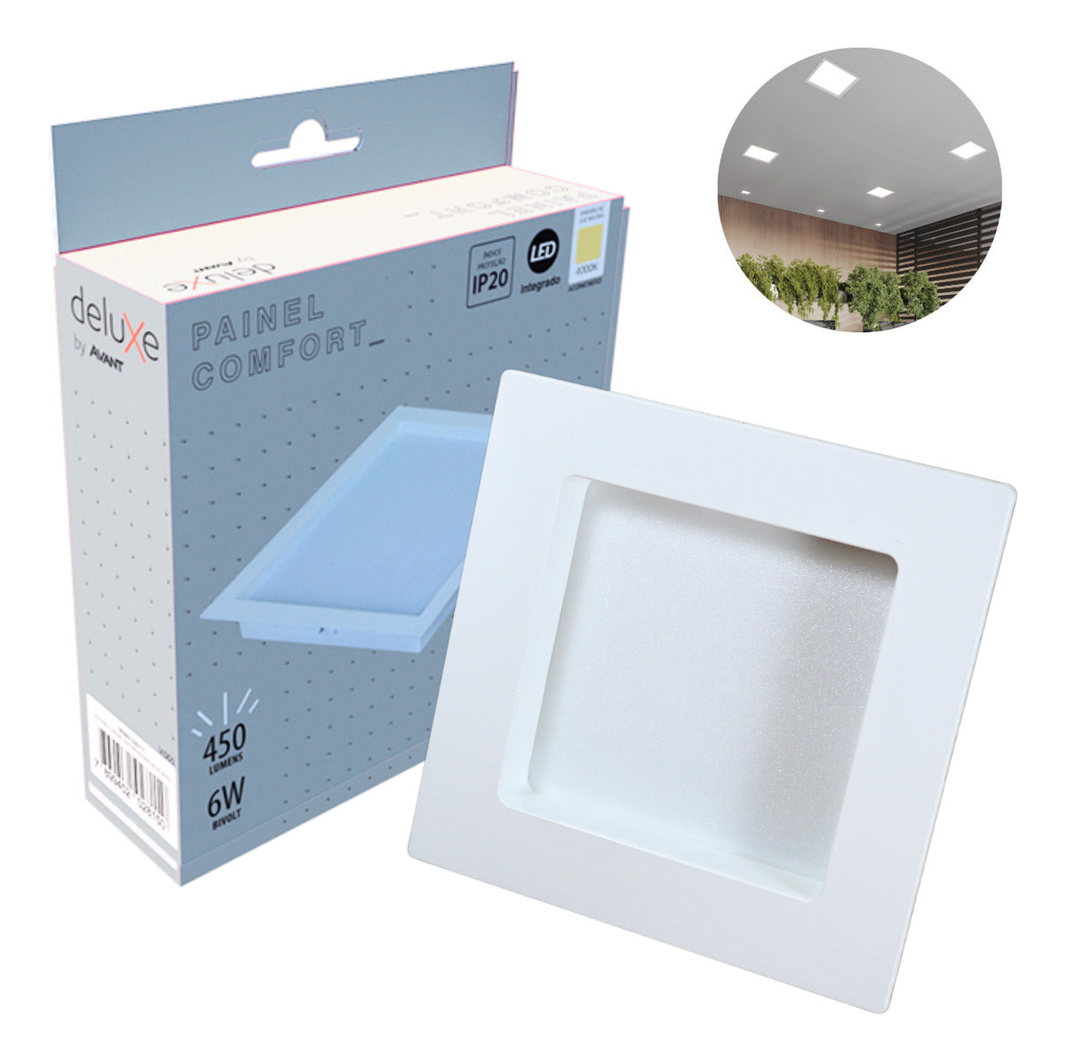 Painel Led Comfort Recuado 6w 4000k Branco Neutro IP20 Bivolt Branco Avant