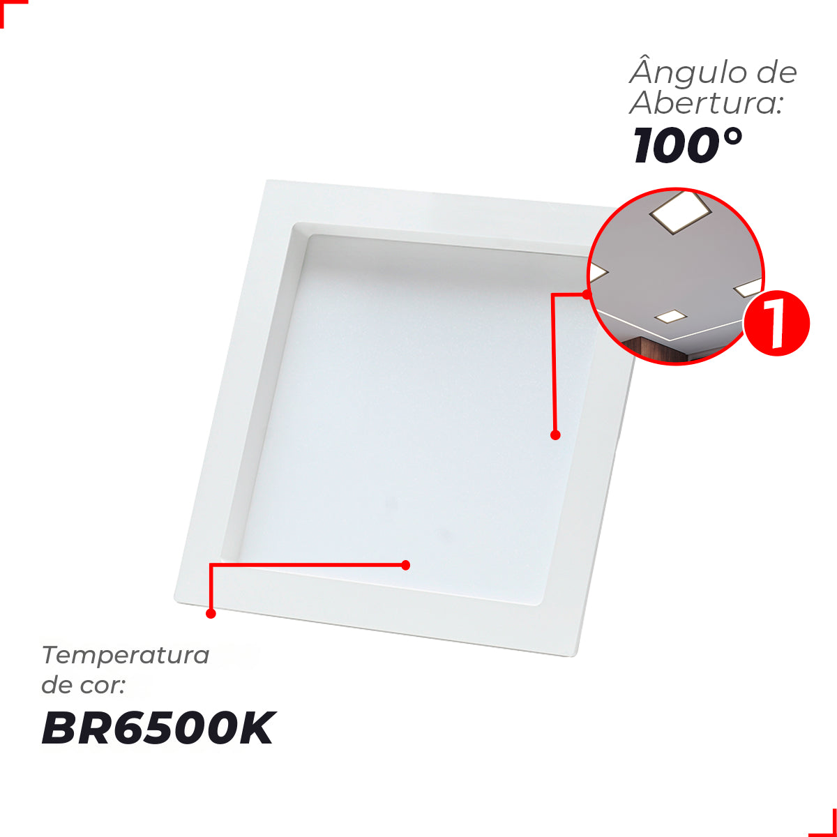 Painel Led Comfort Recuado 12w 6500k Branco Frio IP20 Bivolt Branco Avant