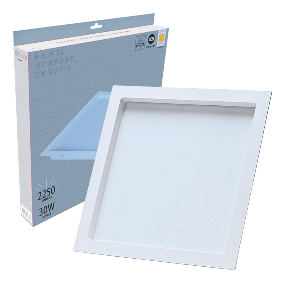 Painel Led Embutir Comfort 30w 2700K Branco Quente IP20 Bivolt Branco Avant