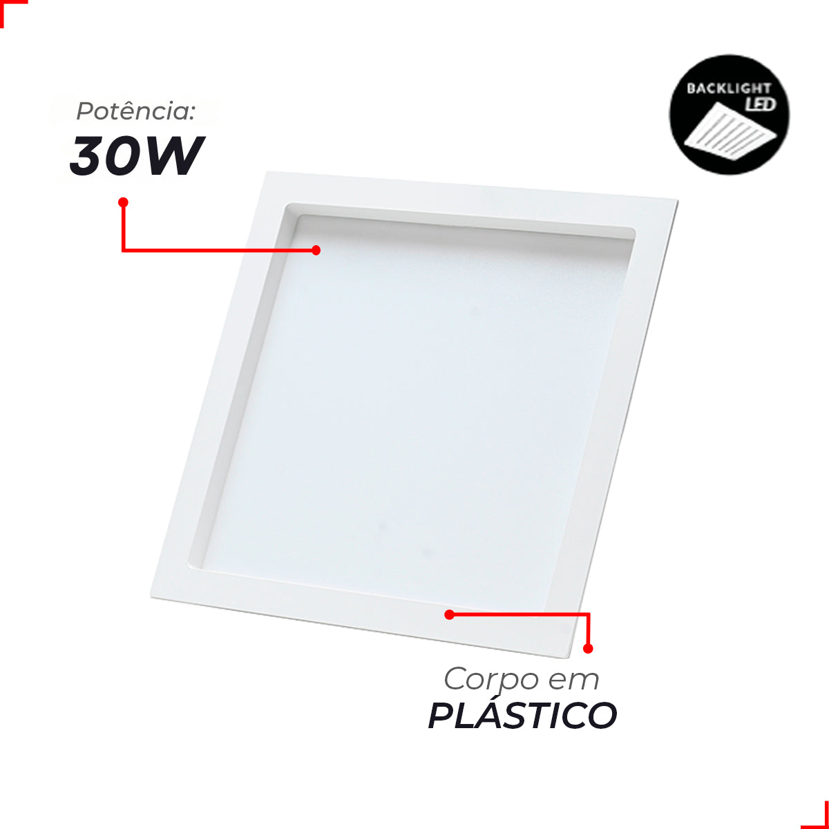 Painel Led Embutir Comfort 30w 2700K Branco Quente IP20 Bivolt Branco Avant