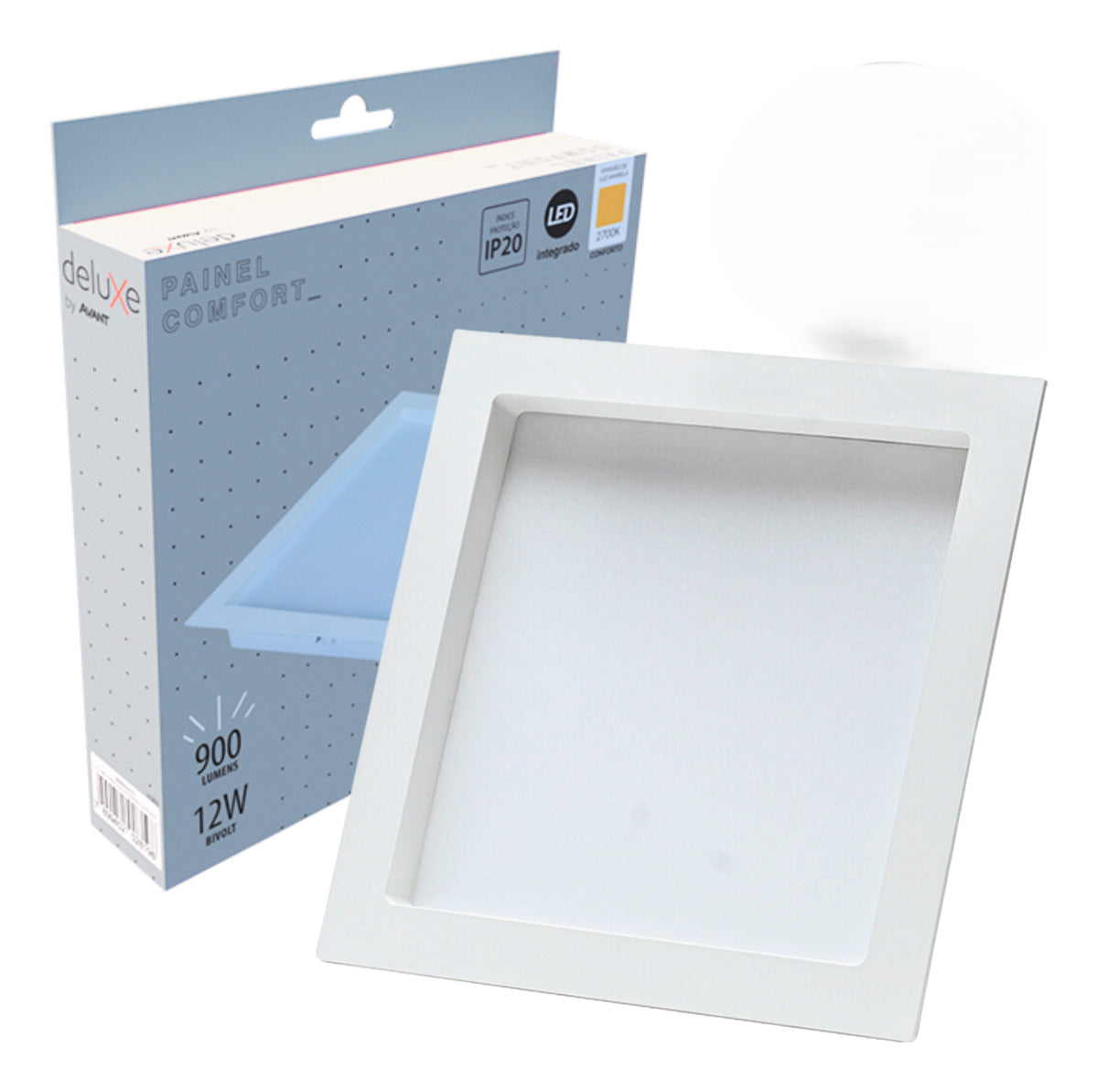 Painel Led Comfort Recuado 12w 2700k Branco Quente  IP20 Bivolt Branco Avant