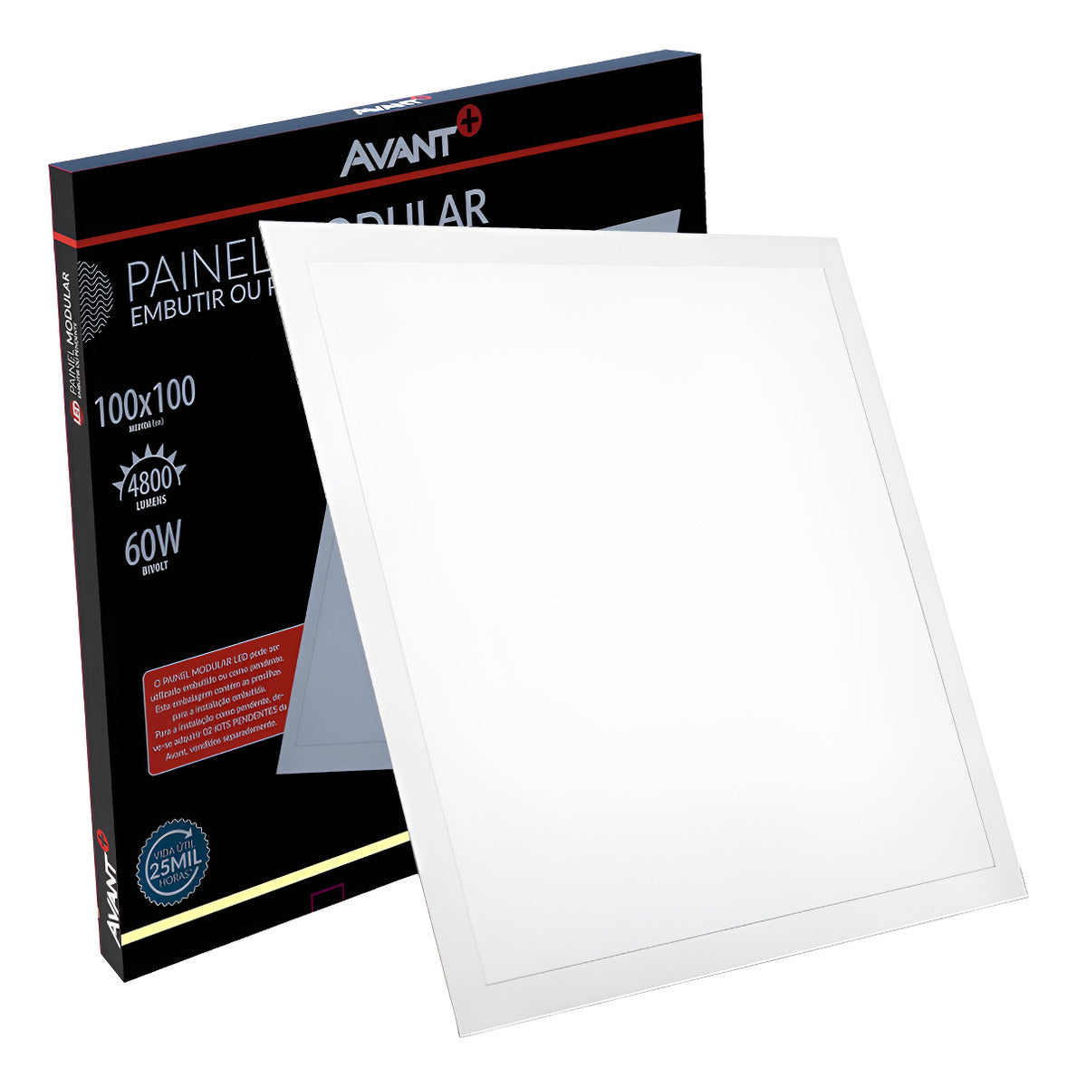 Painel Led Embutir 60w 4000k 100x100cm Grande Formato Avant