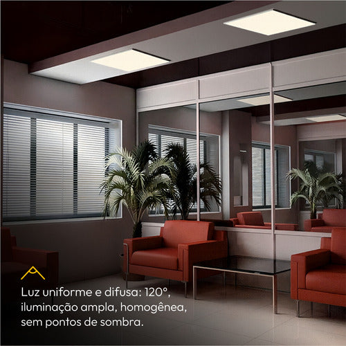 Painel Led Sobrepor 60w 1000x1000cm Plafon Quadrado Bivolt 3000k 4000k 6500k Grande Formato - Avant