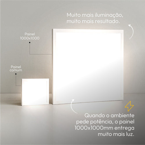 Painel Led Sobrepor 60w 1000x1000cm Plafon Quadrado Bivolt 3000k 4000k 6500k Grande Formato - Avant