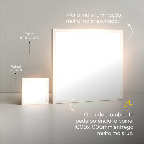 Painel Led Sobrepor 60w 1000x1000cm Plafon Quadrado Bivolt 3000k 4000k 6500k Grande Formato - Avant