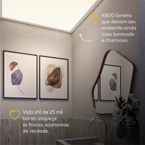 Painel Led Sobrepor 60w 1000x1000cm Plafon Quadrado Bivolt 3000k 4000k 6500k Grande Formato - Avant