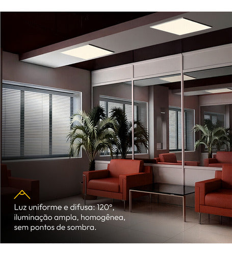 Painel Led Sobrepor 60w 1000x1000cm Plafon Quadrado Bivolt 3000k 4000k 6500k Grande Formato - Avant