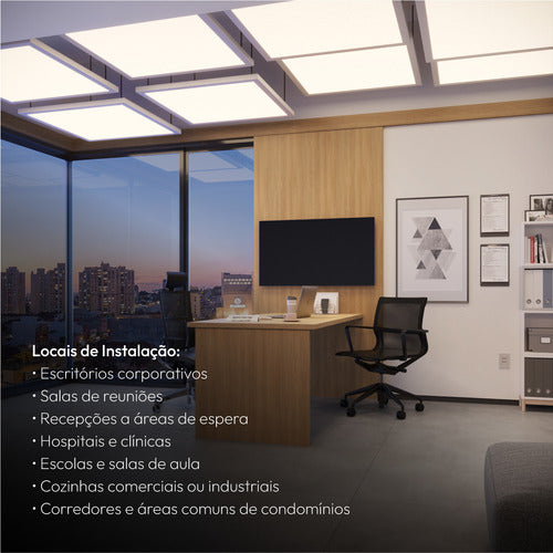 Painel Led Sobrepor 60w 1000x1000cm Plafon Quadrado Bivolt 3000k 4000k 6500k Grande Formato - Avant