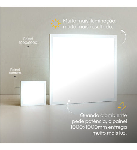 Painel Led Sobrepor 60w 1000x1000cm Plafon Quadrado Bivolt 3000k 4000k 6500k Grande Formato - Avant