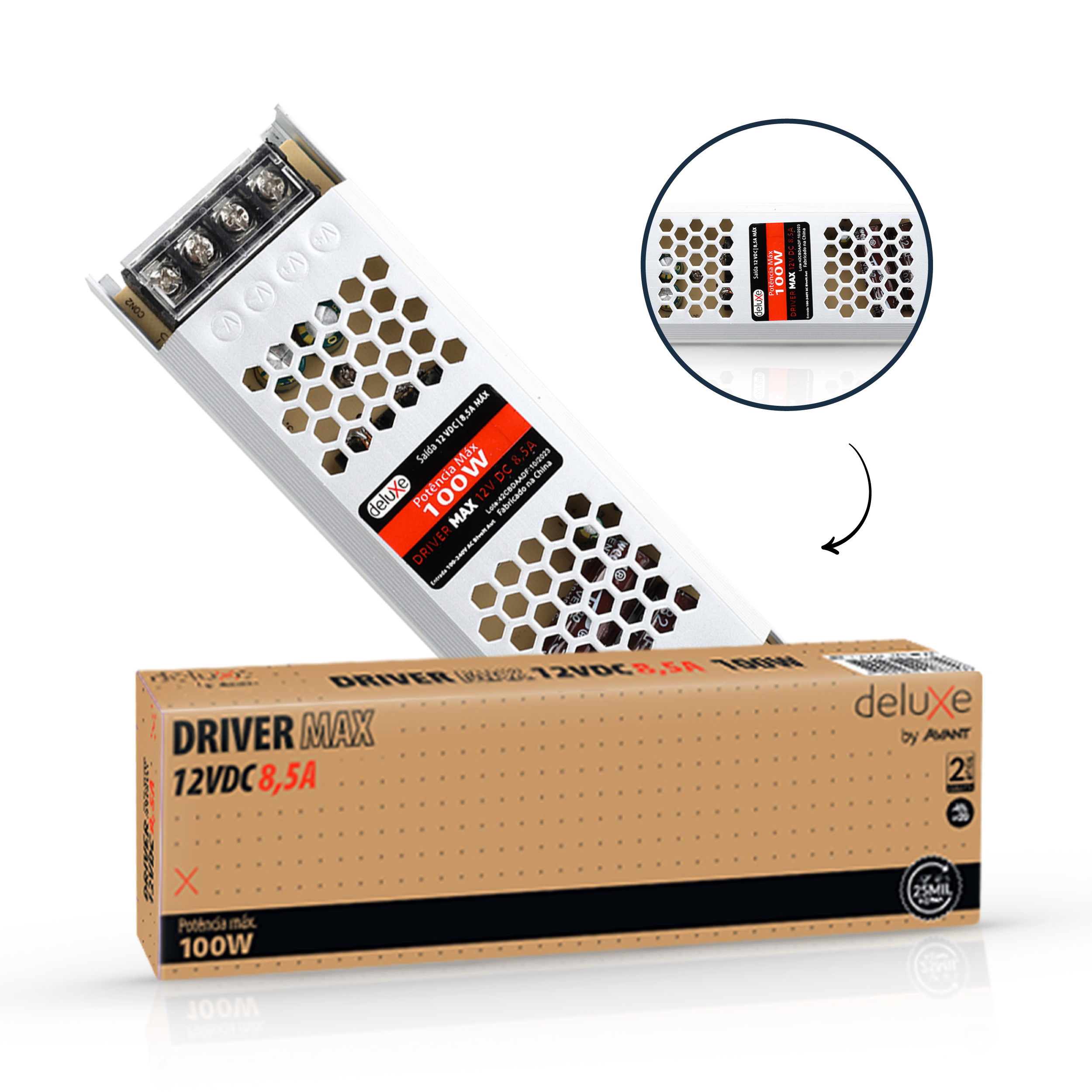 Fonte Driver Max 100w 8.5a 12v IP20 Bivolt Avant