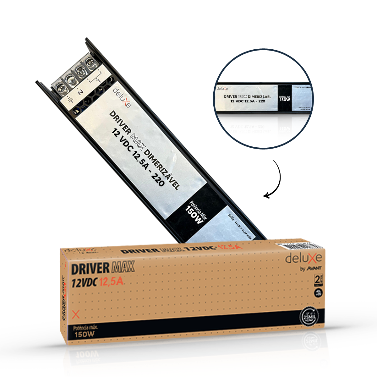 Fonte driver Max 150w 12.5a 12v 220v Deluxe