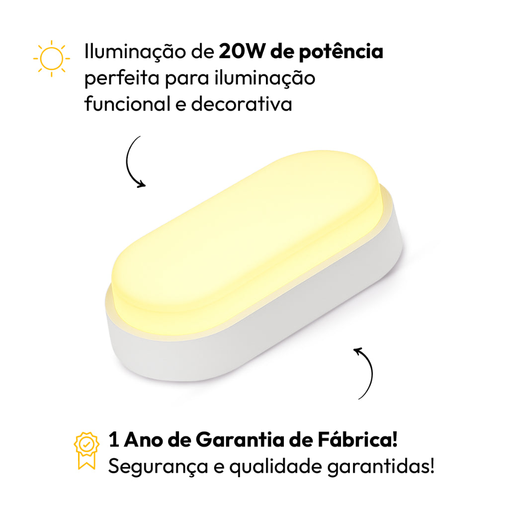 Arandela Hummer 20W 6500k Branco Quente Bivolt IP65 Branco Avant