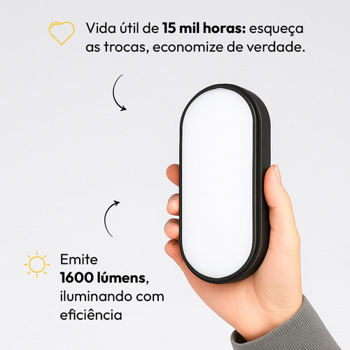 Arandela Hummer 20W 6500k Branco Quente Bivolt IP65 Preto Avant