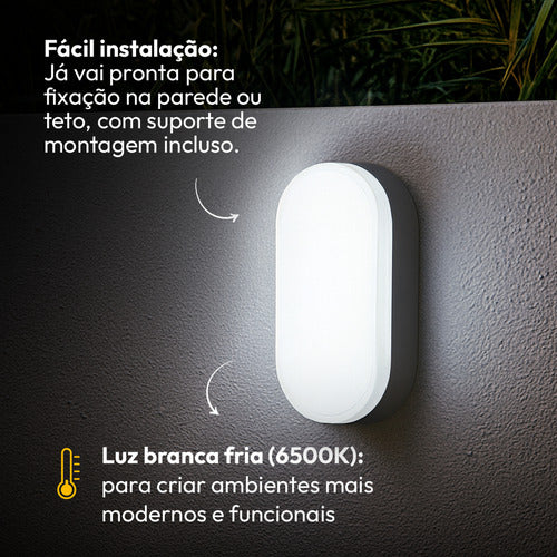 Arandela Hummer 20W 6500k Branco Quente Bivolt IP65 Preto Avant