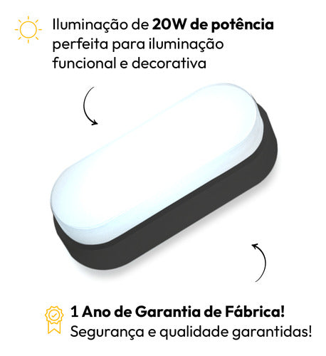 Arandela Hummer 20W 6500k Branco Quente Bivolt IP65 Preto Avant