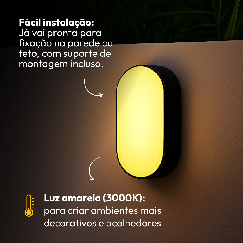 Arandela Hummer 20W 3000k Branco Quente Bivolt IP65 Preto Avant