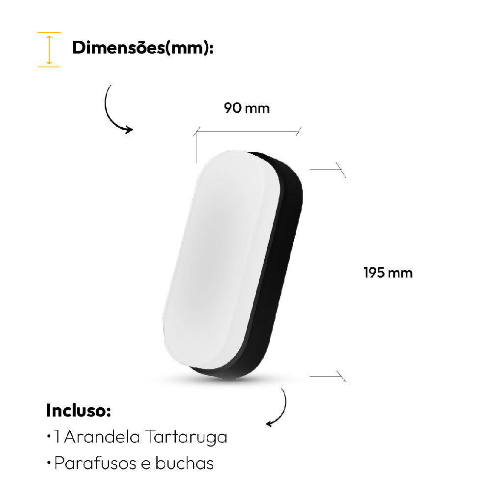 Arandela Hummer 20W 3000k Branco Quente Bivolt IP65 Preto Avant
