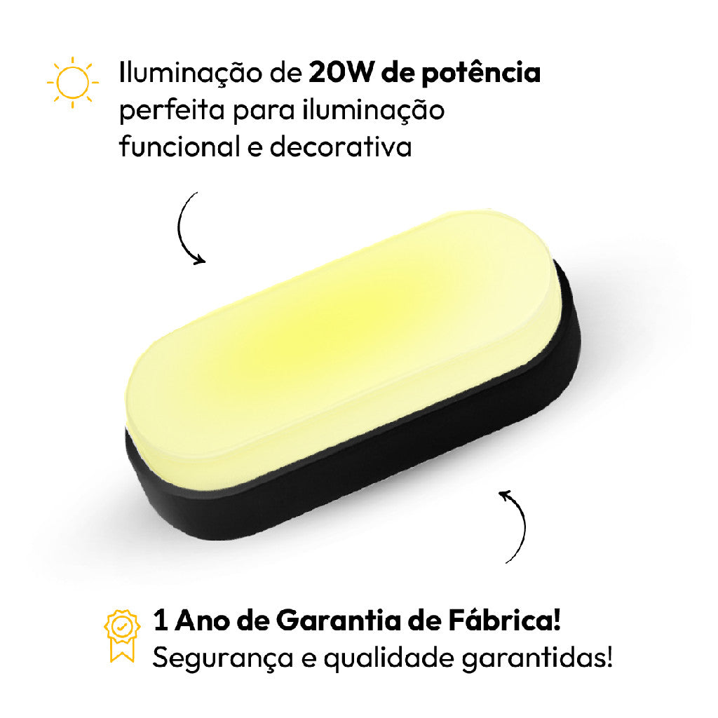 Arandela Hummer 20W 3000k Branco Quente Bivolt IP65 Preto Avant