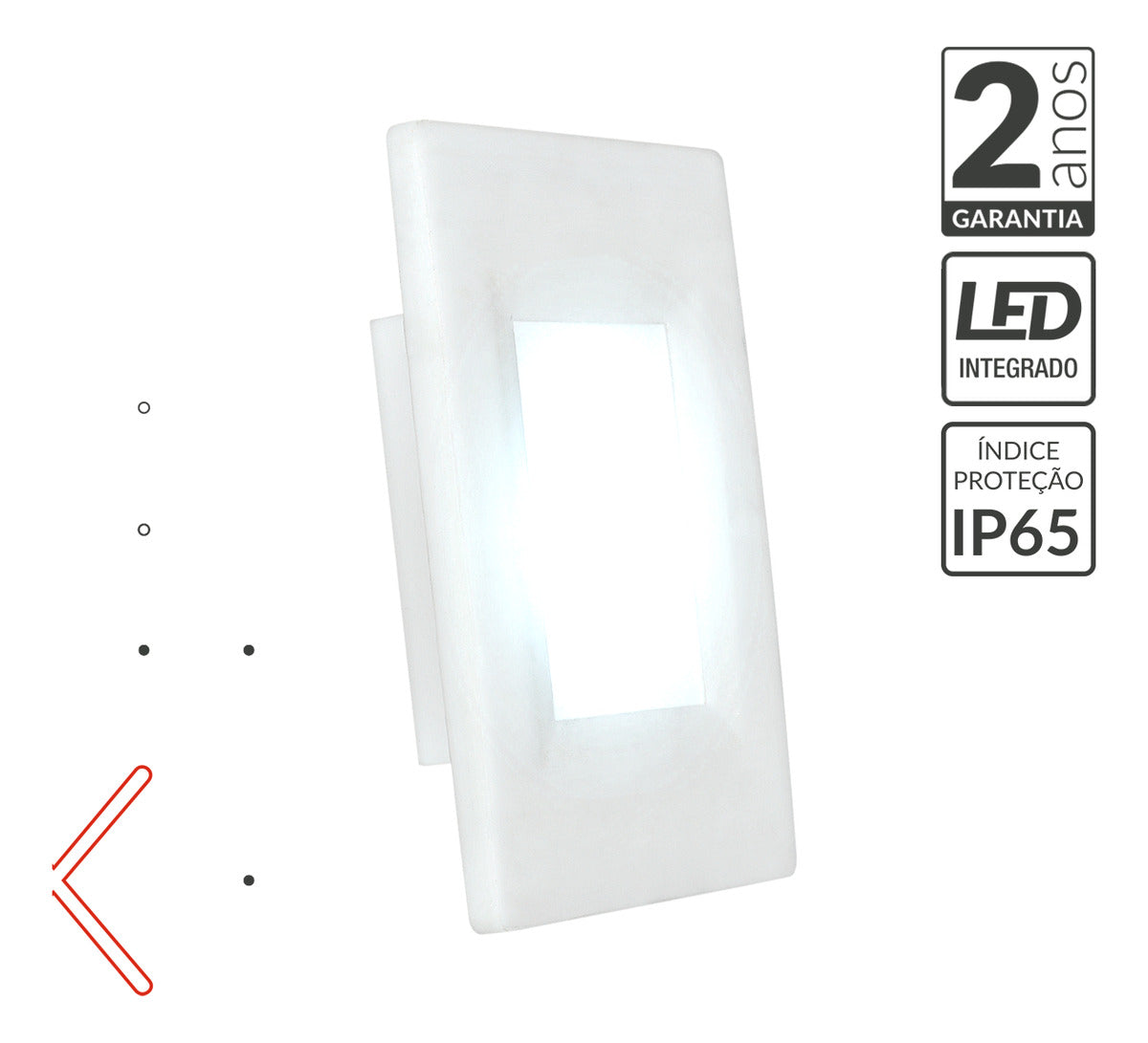 Balizador led Elegance 4x2 2w Luz Branca 6500K Bivolt IP65 Branco Fosco Deluxe