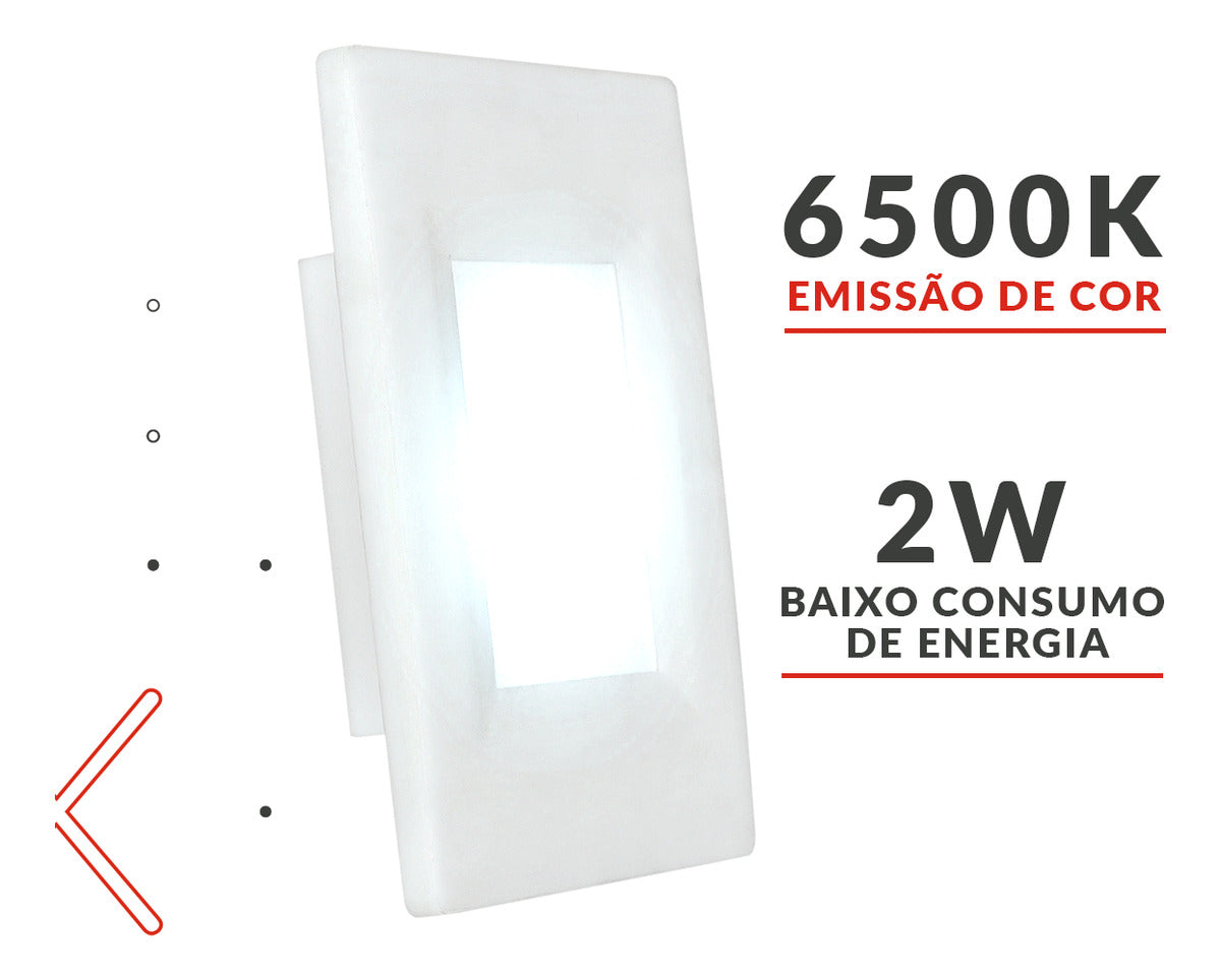 Balizador led Elegance 4x2 2w Luz Branca 6500K Bivolt IP65 Branco Fosco Deluxe