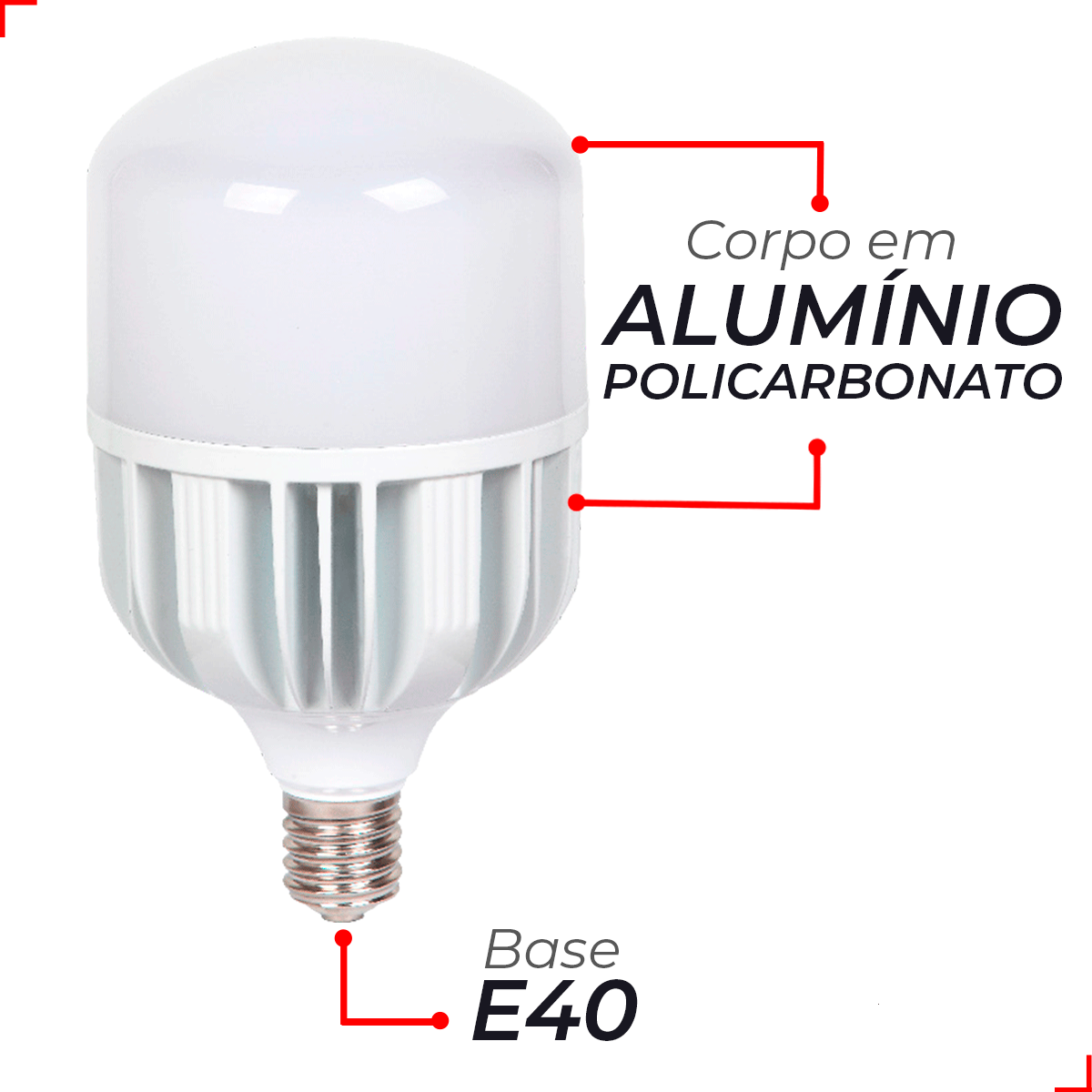Lampada Led Bulbo Hp 150w 6500k Branco Frio E40 110v/220v Ip20 Branco Cod: 789021375 Avant